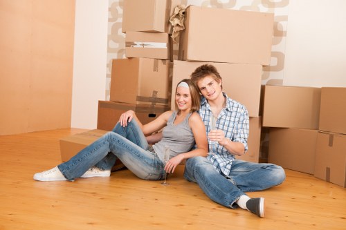 House removalists unloading belongings at a Finchley property