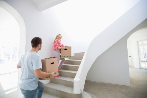 Packed student belongings prepared for a Finchley house move