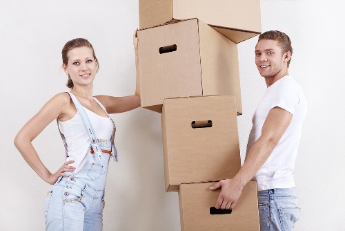 Furniture and boxes being transported by van for a Finchley move